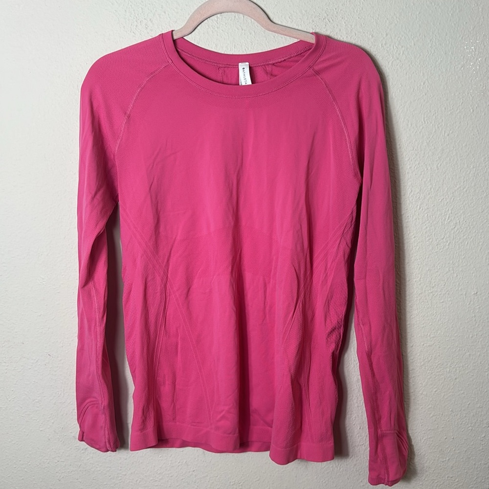 Athleta Pink Long Sleeve Performance Tee